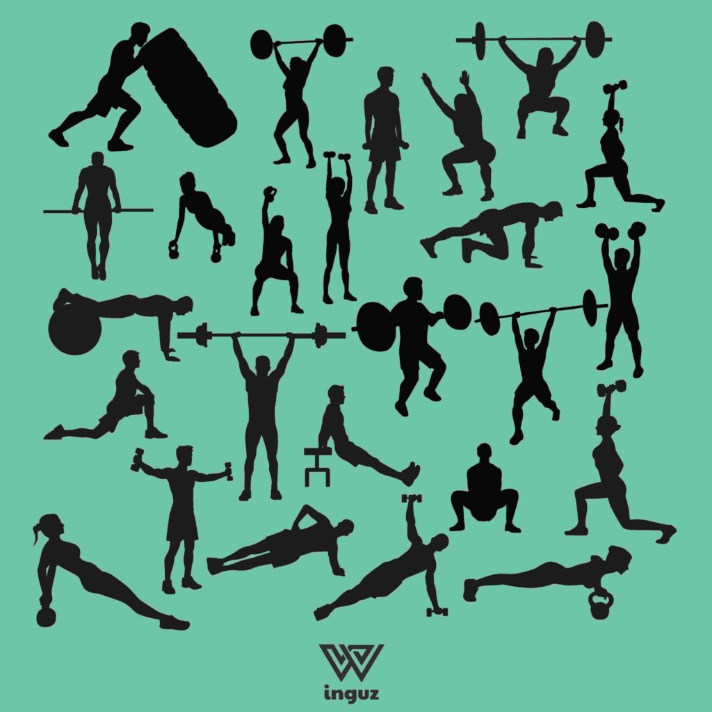 siluetas personas entrenando