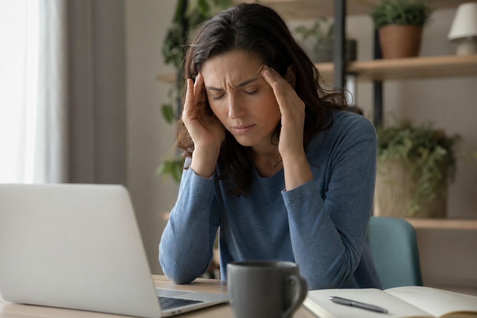 mujer con cefalea tensional