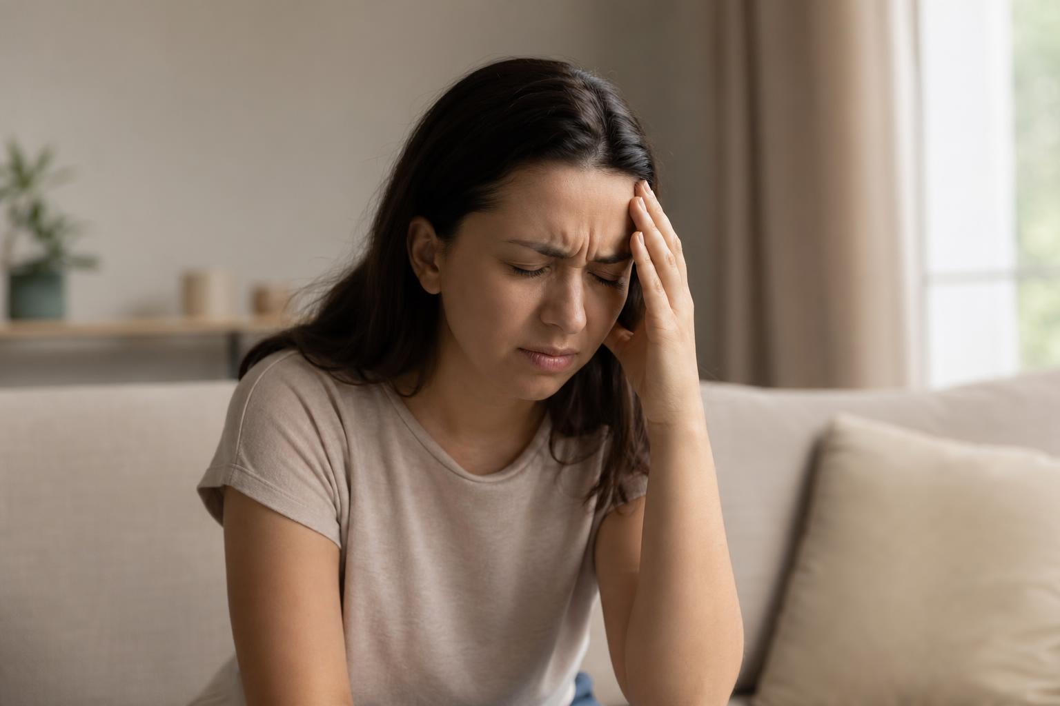 mujer con dolor de cabeza